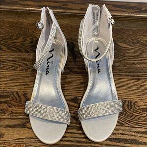 Never been work. Nina Kids Shimmering Silver Dress Shoes